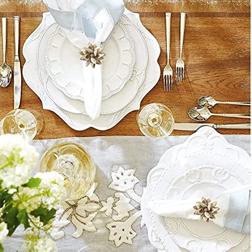 Marble Succulent Beige Napkin Rings, Shell Flower Ring Napkin Holder, Rustic Coastal Table Setting For Teatime, Family Gathering, Thanksgiving Day, Christmas Day,Dining Table Decoration… #TOP7