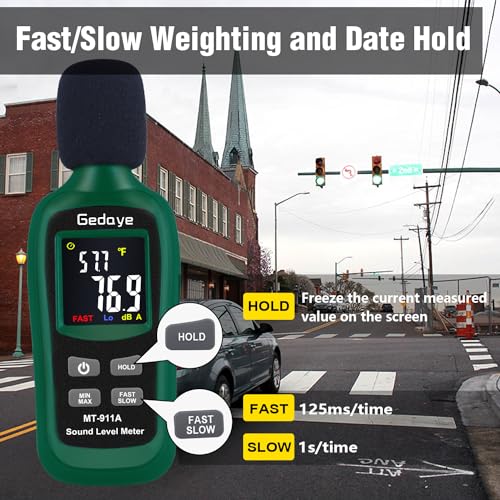image for Noise Decibel Meter, Gedaye Digital Sound Level Meter & Thermometer, S