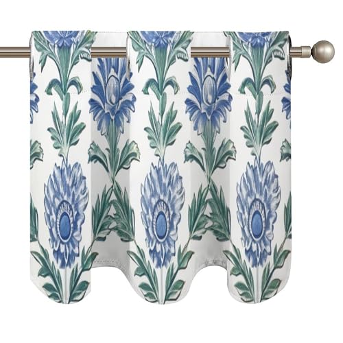 Cortinas de estilo étnico con flores azules para decorar tu cocina con elegancia 5