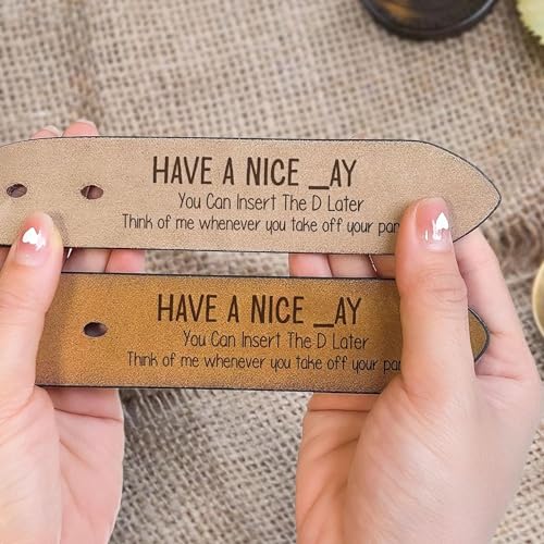 You Can Insert The D Later - Personalized Engraved Leather Belt for Husband, Boyfriend, Custom Name Wide Leather Belts for Fathers Day Anniversary Birthday3