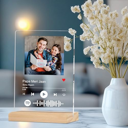 Giftplease Customized Photo and Spotify Plaque|Personalized Photo Frame with Wooden Stand|Spotify Frame|Gift|Birthday|Anniversary|Valentine's Gift (6 * 9 Inches, Transparent), Rectangular, tabletop 2 51ddE5Kw76L