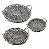 Auldhome design rustic willow basket trays set of 3 round gray washed natural wicker decorative farmhouse trays  urban country home decor