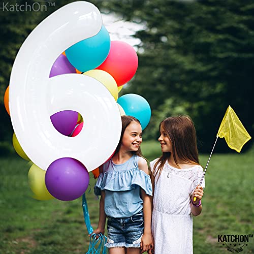 Image of KatchOn White Number 6 Balloon 40 Inch | 6th Birthday balloon for 6th Birthday Decorations, Six balloon Number, 6 Year Old Balloons for 6 Year Decorations