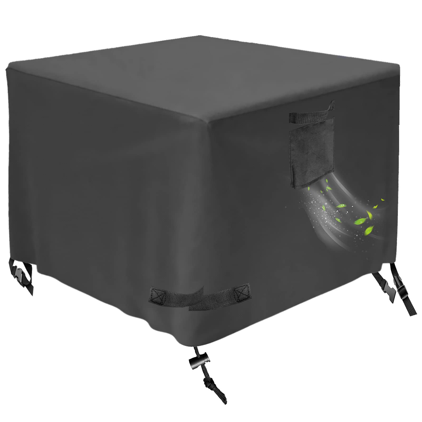 Gas Fire Pit Table Cover Square 30 x 30 x 25 Inch - Waterproof 600D Heavy Duty Material, Windproof Designs, All Weather-Proof Protection for Patio Propane Firepits 30x30 / 28x28 Inch