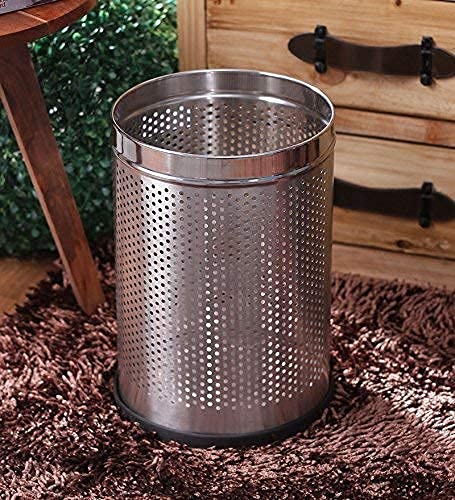 Image of OPR Stainless Steel Perforated Dustbin| Garbage Bin for Home, Bedroom, washrooms, Office, Kitchen, Bathroom - (12x16-20 Liter)
