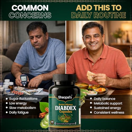 Image of Sheopal's Diabdex Capsules | Helps to Regulate Blood Sugar Level | Diabetic and Pre-Diabetic Care | Herbal Blend with Gudmar, Karela, Methi & Giloy + 8 Ayurvedic Herbs - 60 Capsules