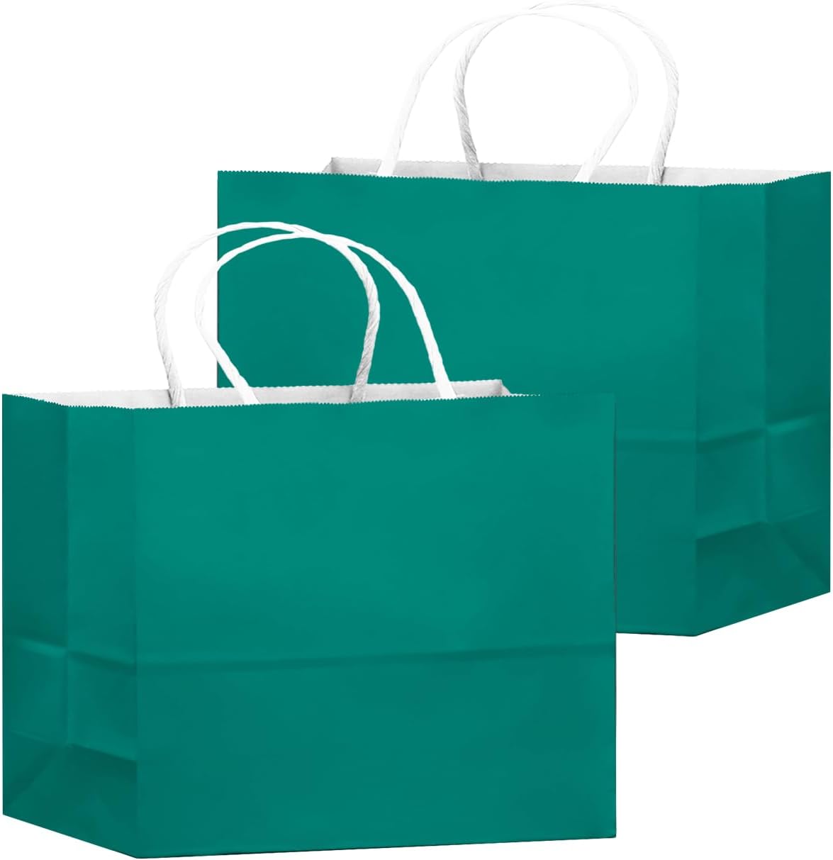 qiqee 24PCS Large Gift Bag with Handles Bulk 13"x4.5"x10" Gift Bags Deep Green Bags Multiple Uses (32x11x25cm,Wide Large)
