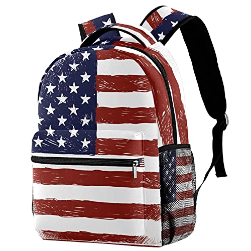 Sac d'école drapeau USA durable et décontracté pour étudiants