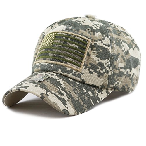 The Hat Depot Low Profile Tactical Operator USA Flag Buckle Cotton Cap (Digital Camo-2)
