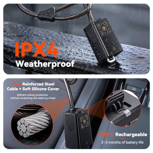 LNKERCO Steering Wheel Lock with Remote Alarm