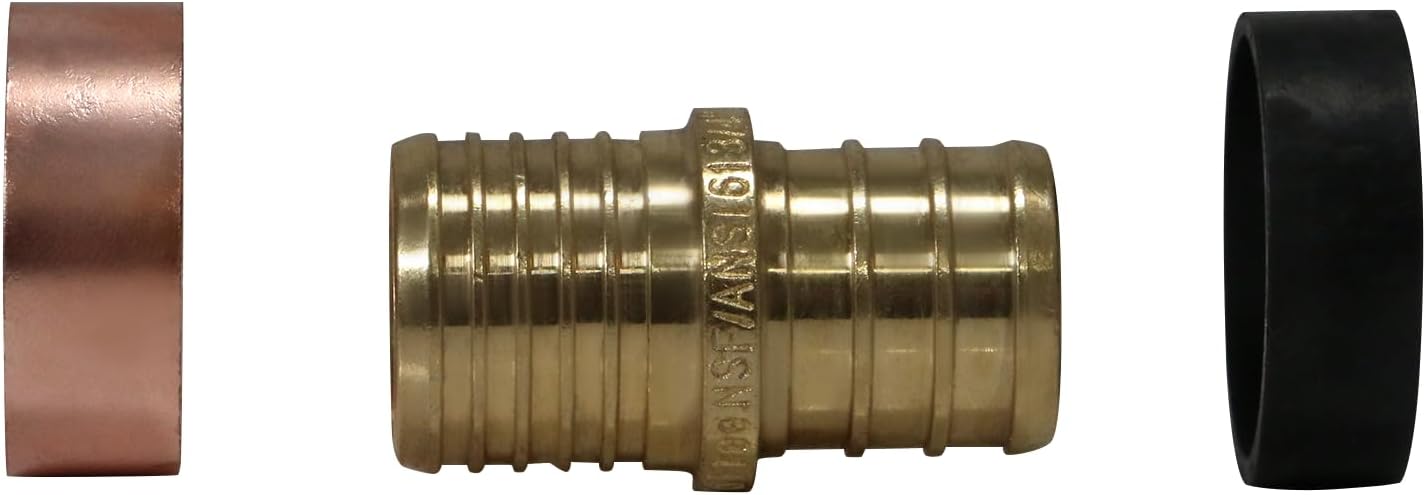 10 Pieces XFITTING 3/4" Pex X 3/4" PB (Polybutylene) Splicing Coupling with Ring, Repairt Kit, Brass