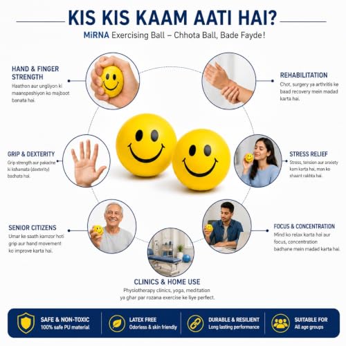 Image of Hand Exercise Soft Stress Smiley Ball for Stress Relief Yellow, Pack of 1