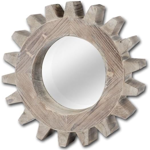 Mercana Cog III Wall Mirror, 17" x 17" x 4", Brown