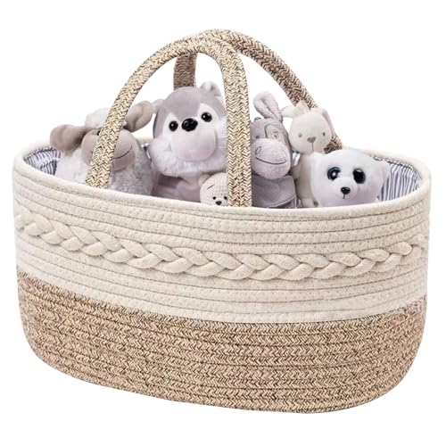 Sudnsadaks Organizer Fasciatoio per Neonati, Organizer per Pannolini Bambini, Cesta Porta Oggetti con Scomparti e Maniglie, Cestino Porta Pannolini, Cesto Prodotti Neonato, Regalo per Baby Shower