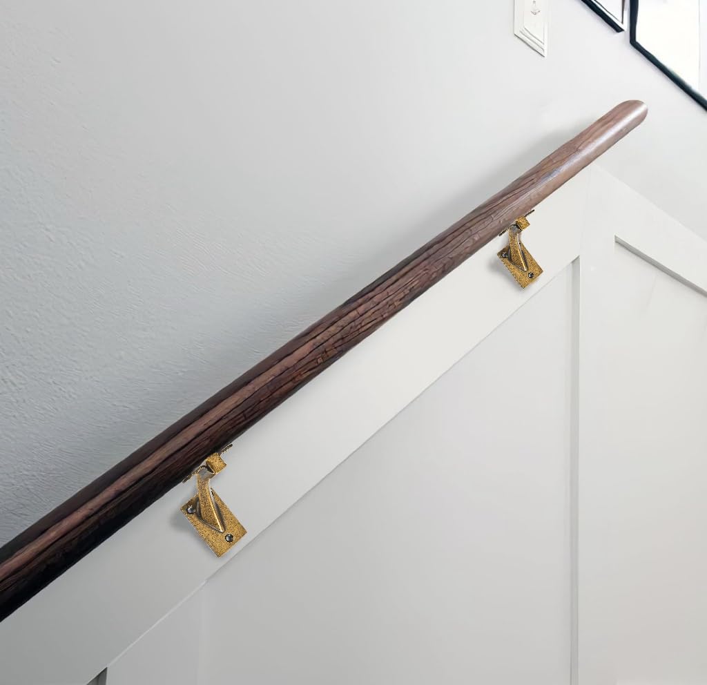 KHTUMEWARE-KH364 Antique English Brass Handrail Brackets 2-Pack in Antique English Brass — KHTUMEWARE