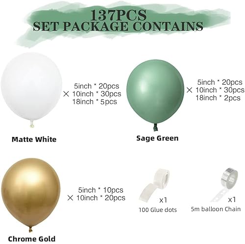 Balloon Arch Kit 139Pcs Balloon Garland Kit Olive Green Latex Balloons (Olive Green) #TOP1