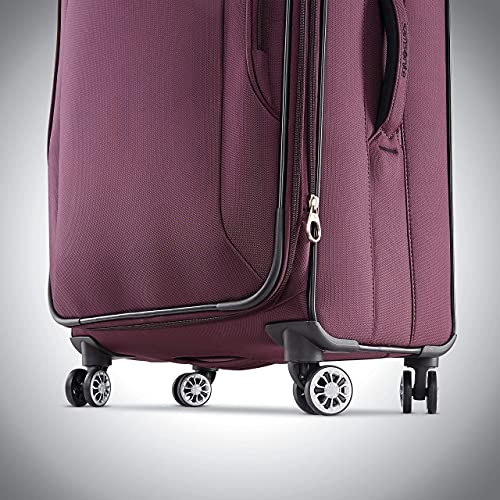 samsonite ascella x softside expandable luggage with spinner wheels plum checked-large 29-inch