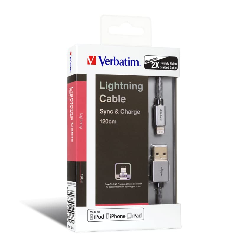 Verbatim 120 cm Step-up Lightning cable Grey (Lightning 8-pin devices); 42.2 Inch Deal