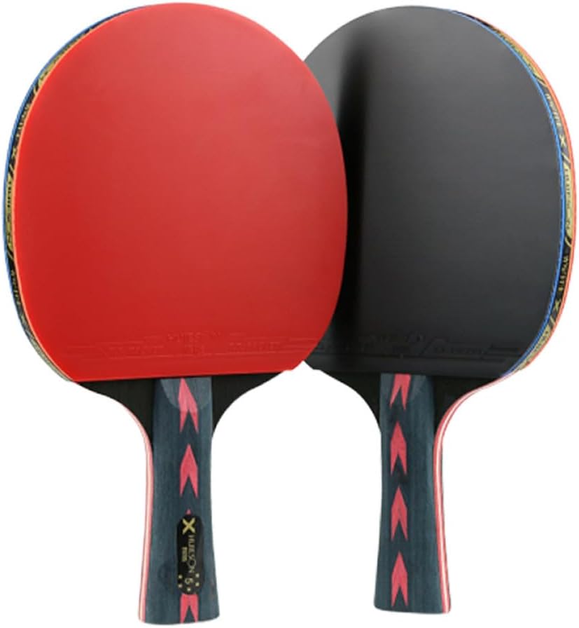 Star with Horizontal Grip Double Pimples-in 2pcs Carbon Fiber Table Tennis Racket and Super Lightweight Handle for Comfortable Control and Nice Bounce, and Senior Players