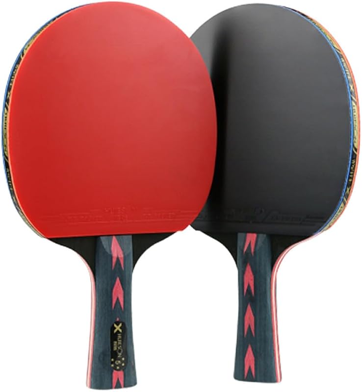 Star with Horizontal Grip Double Pimples-in 2pcs Carbon Fiber Table Tennis Racket and Super Lightweight Handle for Comfortable Control and Nice Bounce, and Senior Players