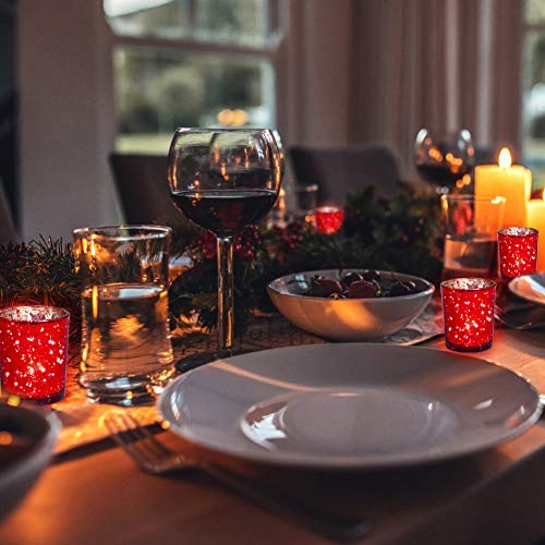 image for Rista Jade 24-Pack Mercury Votive Candle Holders Bulk, Speckled Red Me