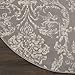 Nourison Jubilant Damask Grey 5'3'' x Round Area-Rug, Easy-Cleaning, Non Shedding, Bed Room, Living Room, Dining Room, Kitchen (5 Round)