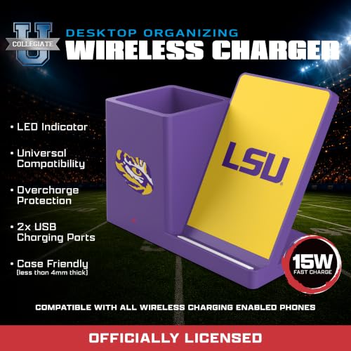 SOAR NCAA Wireless Cell Phone Charger and Desktop Organizer, Nebraska Cornhuskers - image 6