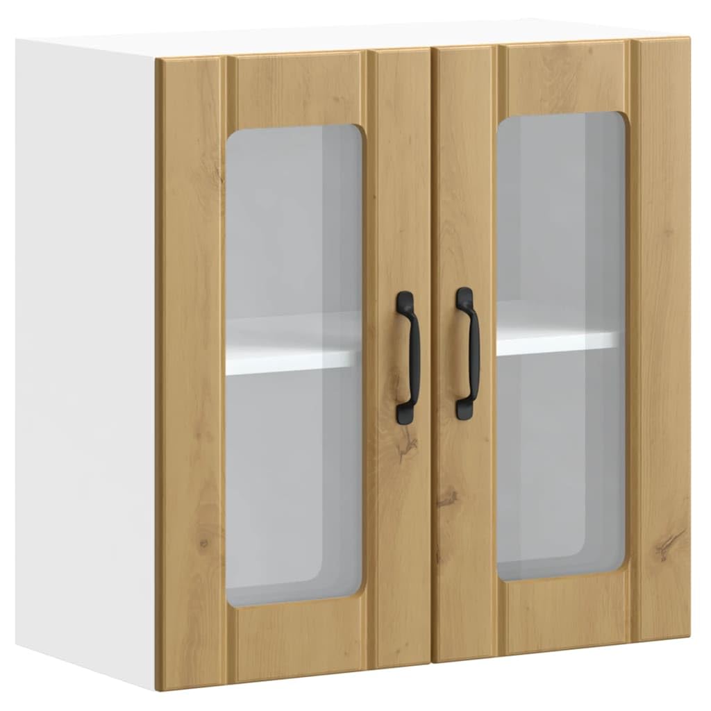 vidaXL Kitchen Wall Cabinet with Glass Door Lucca Artisan Oak Engineered