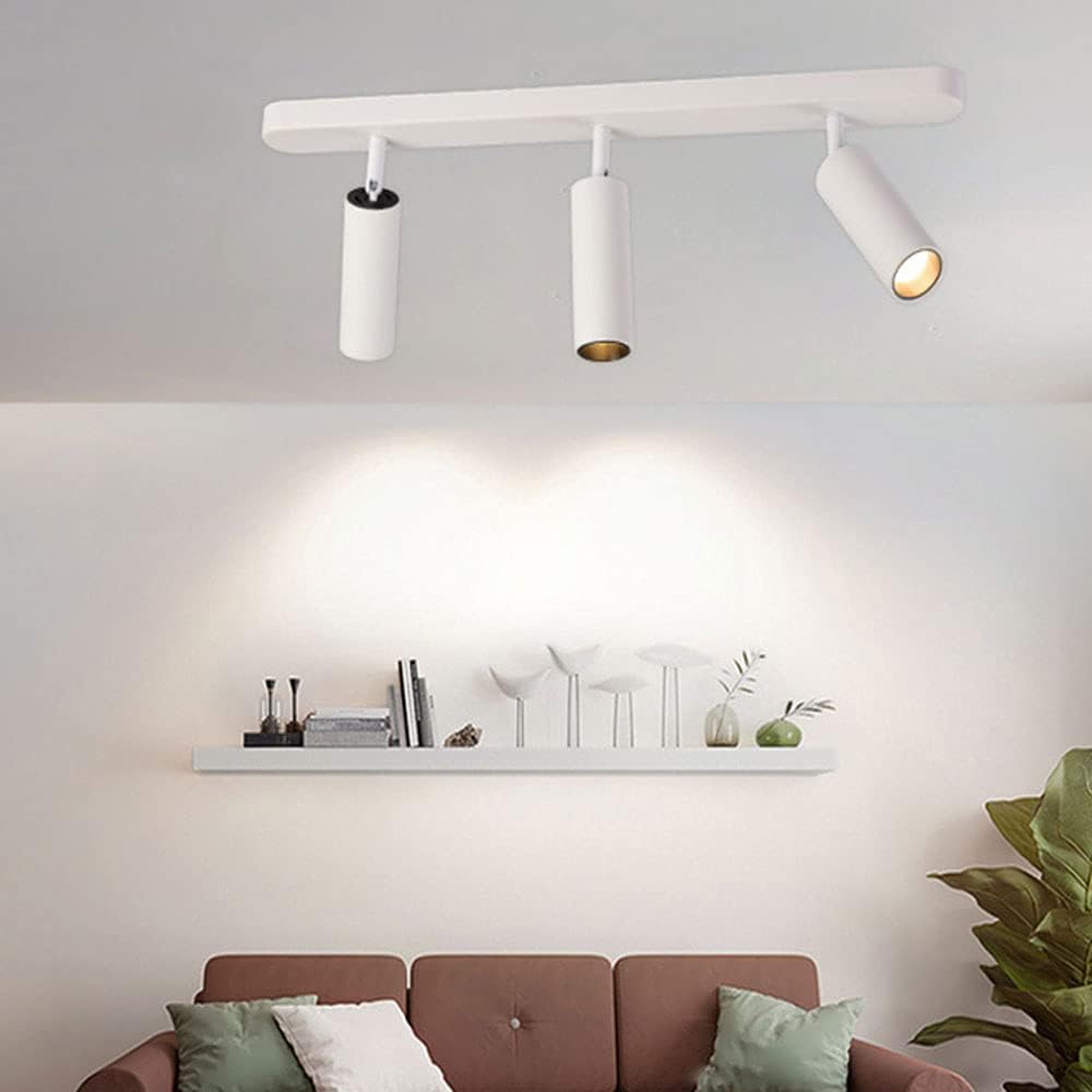 Led Ceiling Spotlight, Directional Ceiling Mount Light Fixture, Adjustable Surface Mounted Spot Lights, Corridor Gallery Shop Round Ceiling Spotlights Fixed Track Lighting/White3000K