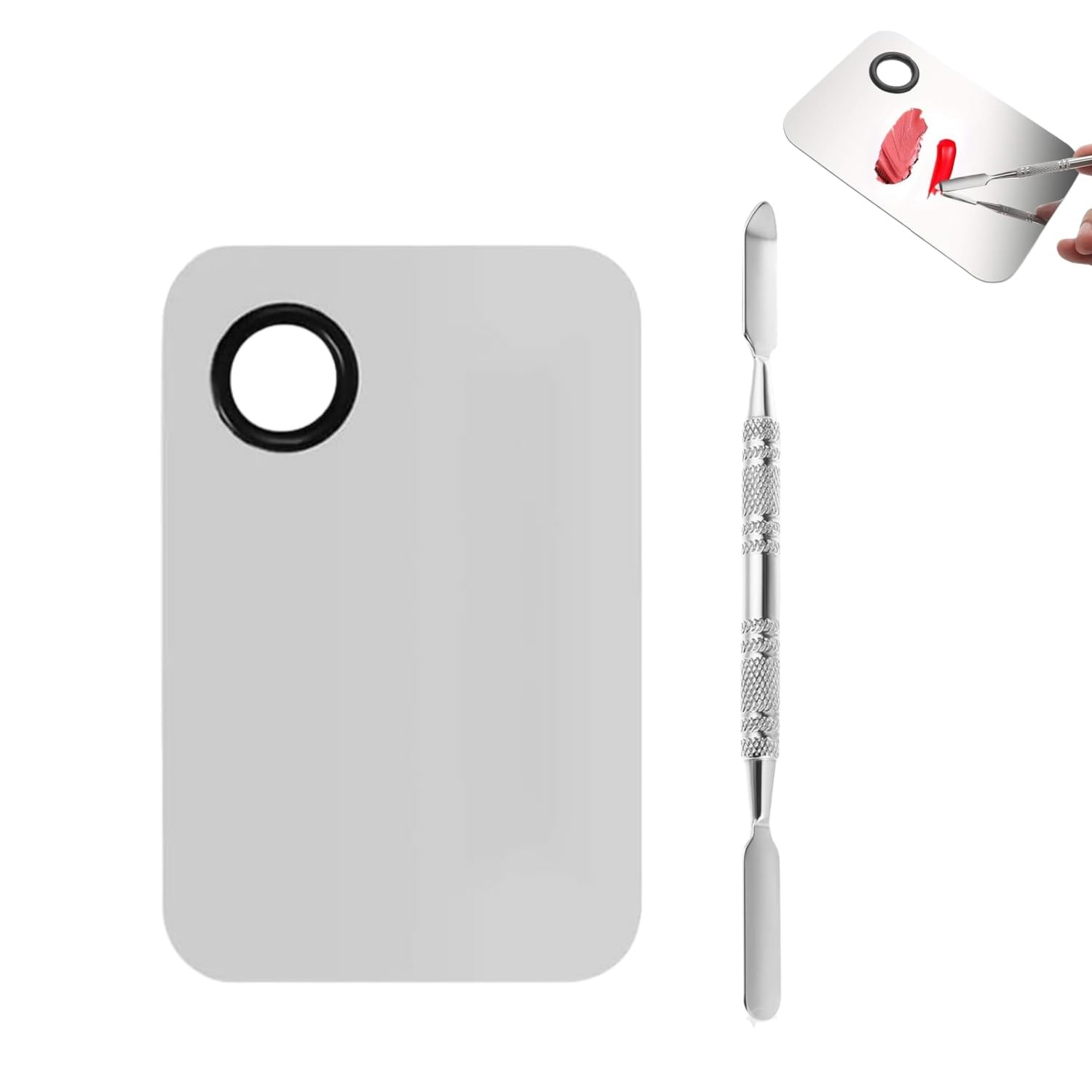 Wxinsheng 2Pcs Stainless Steel Cosmetic Makeup Palette,Metal Makeup Palette With Spatula Artist Tool,For Foundations Nail Art Makeup Salon