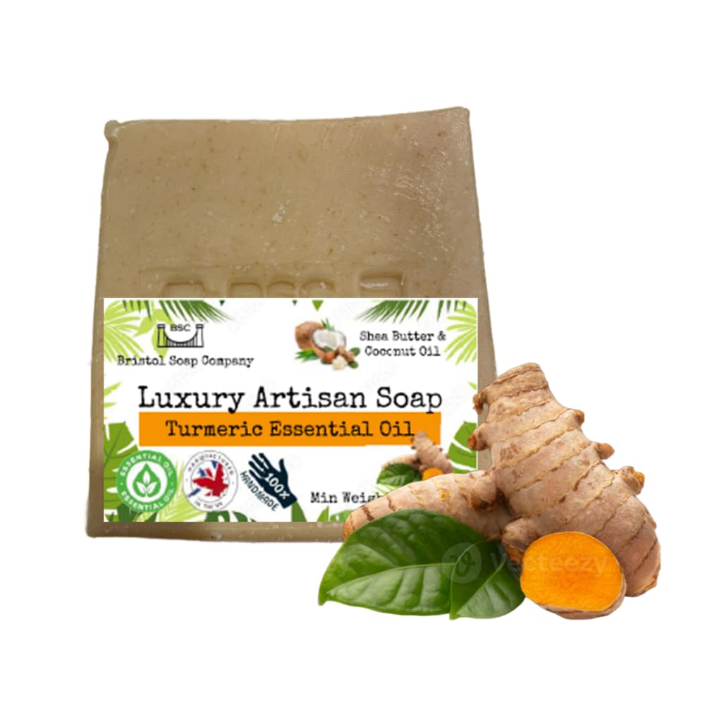 Hademade Coconut and Shea Butter Artisan Soap with Essential oil. (Turmeric), White, 110 g (Pack of 1)