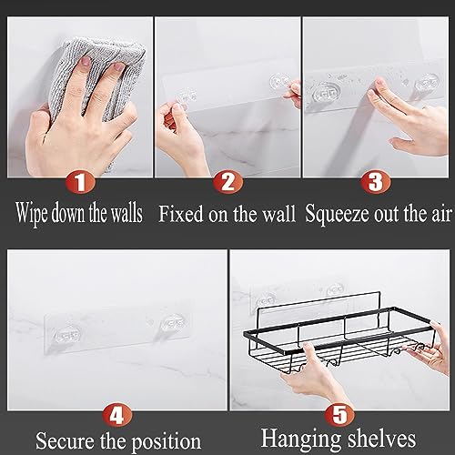 Shower Caddy 5 Packs,Showers Shelf,Bathroom Shelves,Bath Racks For Inside Wet Room,Shower Organizer,Bathhouses Shelves,Adhesive Showering Organizer For Home Decor Or Restrooms Storage,No Drilling - Image 5