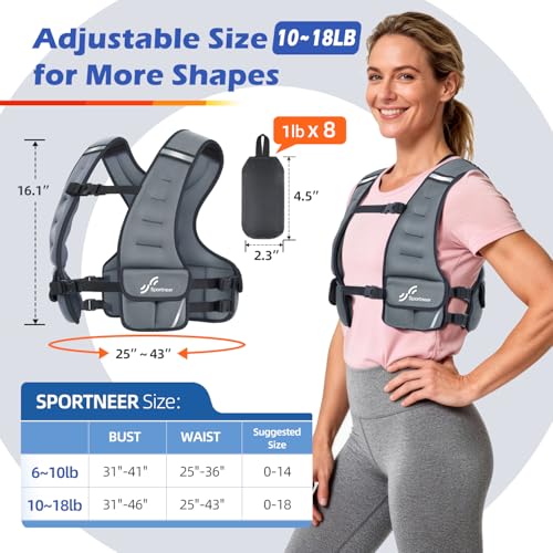 Image of Sportneer Adjustable Weighted Vest Woman: 6-10lb /10-18lb Weighted Vests
