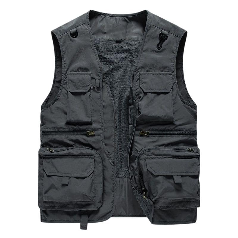 Gilet cargo en maille nylon homme à col montant et fermeture éclair