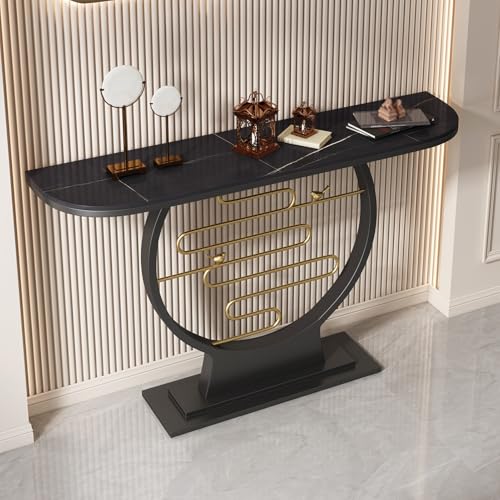 Mesas consola, mesa auxiliar, mesa de entrada, mesa consola, mesa de pasillo, mesa auxiliar contemporánea, mesa consola con almacenamiento, para salón, pasillo, chimenea (negro C, 140 cm)