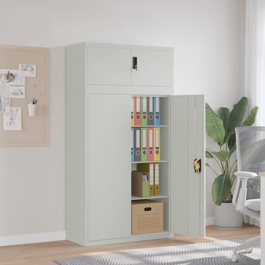 Armadietti e stipi Portaoggetti Armadietto Autoportante Mobiletto Multiuso Armadio Classificatore Grigio Chiaro 90x40x180 cm in Acciaio per ufficio, armadietti in soggiorno, camera da letto e scuola