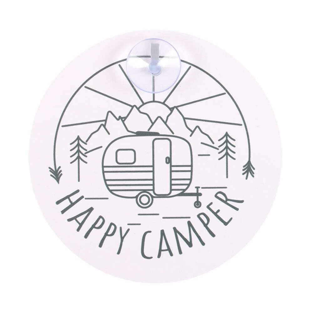 Happy Camper Window Sign - Charming Caravan Decorations, Campervan Interior Decor, and Outdoor Adventure Gifts - Perfect Camping Accessories UK - Rustic Happy Camper Plaque for a Stylish Journey!