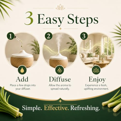 Image of AROMATICO Lemongrass Diffuser Oil for Strong, Long-Lasting Aroma | Light, Citrusy, Stress Relieving Aroma Oil for Home Fragrance & Aromatherapy | For Diffusers & Air Fresheners - 500ML