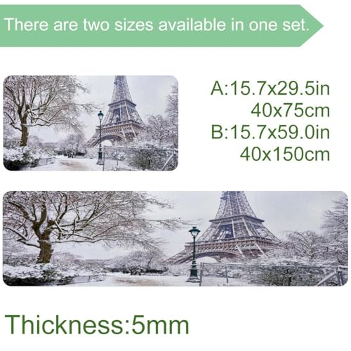 Tapete de cocina de 2 piezas VAPOKF con diseño de Torre Eiffel y nieve antideslizante 4