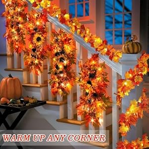 4 Pack Fall Decor Garland Fall Thanksgiving Decorations for Home 236Ft Maple Leaves Garland with Lights Battery Operated for Mantle Fireplace Table Indoor Outdoor Autumn Halloween Christmas Decor