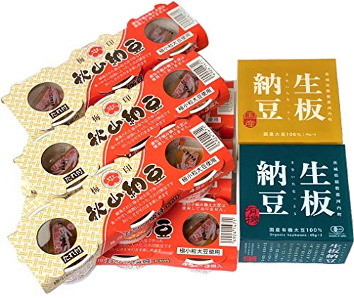 生板納豆/秋山納豆組み合わせ8個セット【生板納豆各1個】【秋山カップ納豆6個】【1個＝45g x 3】のサムネイル
