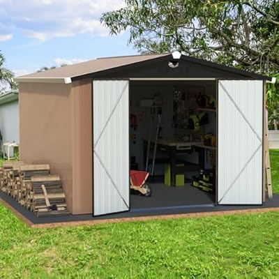 Metal Storage Shed,Outdoor Storage Building 10x12,Large Backyard Shed with Lockable Doors,Waterproof Outside Storage Sheds