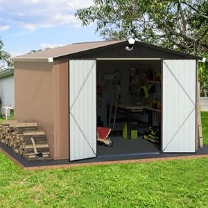 Metal Storage Shed,Outdoor Storage Building 10x12,Large Backyard Sheds with Lockable Doors,Waterproof Outside Storage Shed Metal Storage ShedOutdoor Storage Building 10x12Large Backyard Sheds with Lockable DoorsWaterproof Outside Storage Shed
