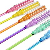 Zeallynx 蛍光ペン 3色一体型 マーカーペン 6本セット 全18色 かわいい文房具 速乾・にじまない 勉強/手帳/ノート用 学校・オフィスに最適