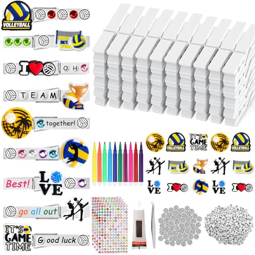 Volleyball Clips DIY Cheer Pin Kit 100 Set for Team Gifts and Backpacks