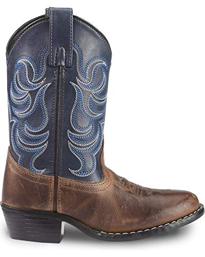 Cody James Boys' Two-Tone Embroidered Cowboy Boot Round Toe Brown #TOP1