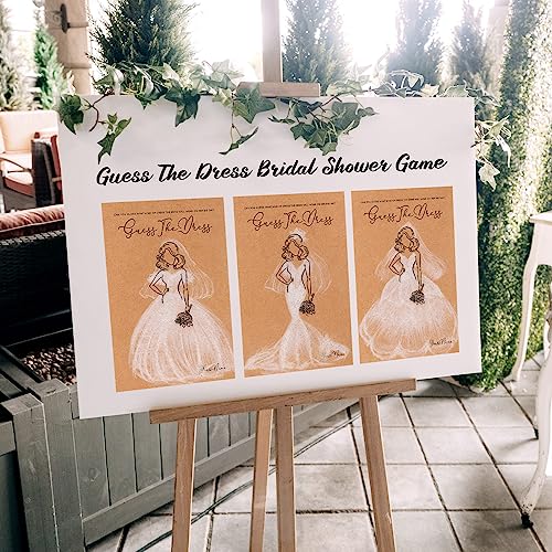 Fulmoon 50 Packs Guess The Dress Bridal Shower Games for Guests Include Wedding Shower Games Cards and Water Soluble Pencils Fun Wedding Decorations Party Supplies Games Ideas(Brown) by Fulmoon - Used condition - Image 5