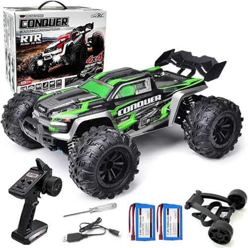 Image of RC Cars 1:16 Scale Remote Control Car 50 KMH High Speed Fast 4WD RC Truck for Kids Adult Boys Toys 2.4 GHz All Terrains RC Buggy Off-Road Drift RC Monster Trucks with 2 Batteries (Green)