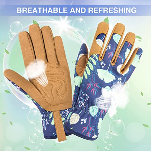 Leather Gardening Gloves For Women, Abrasion Garden Gloves Scratch Resistant Breathable For Weeding, Digging, Planting, Raking & Mowing (Large) #TOP3