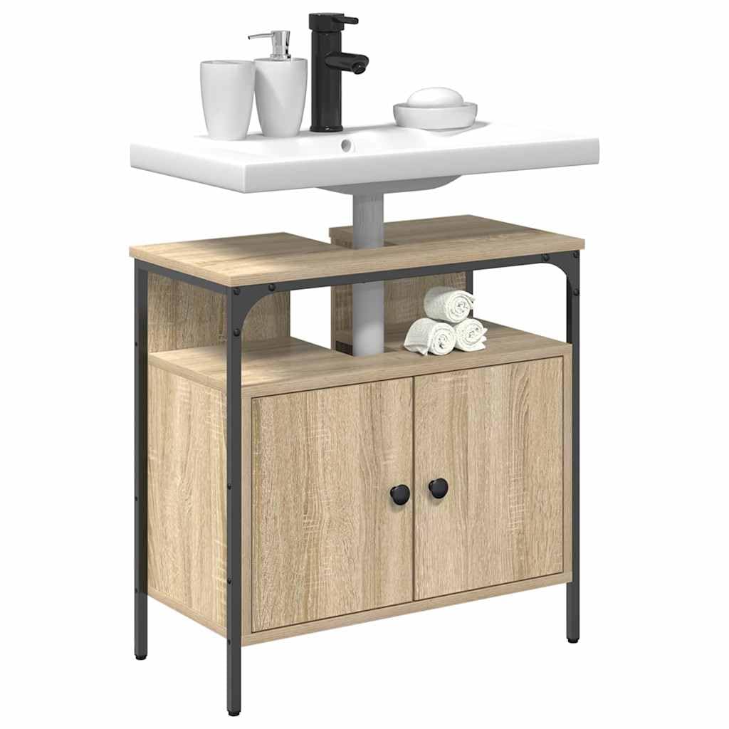 Mueble de baño con puerta beige 60 x 30 x 60 cm, material de madera, espacio de almacenamiento para lavabo, armario de baño con estante, cómoda para invitados, organizador para lavabo y cuarto